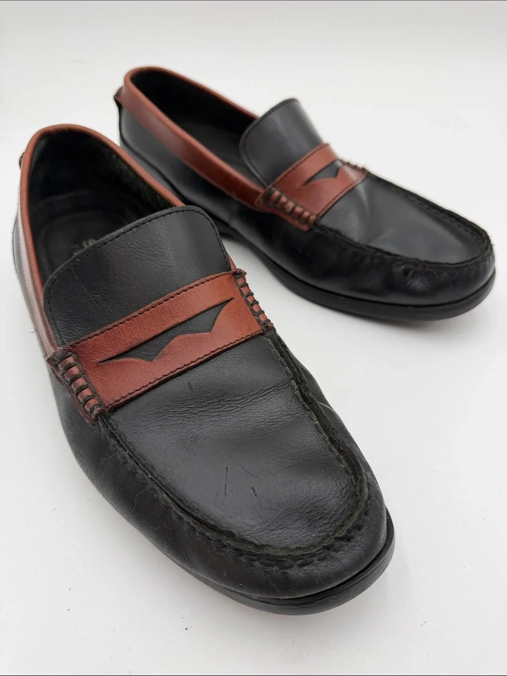 SPERRY TOPSIDER sz10 Black and Brown Soft Leather Penny Loafers